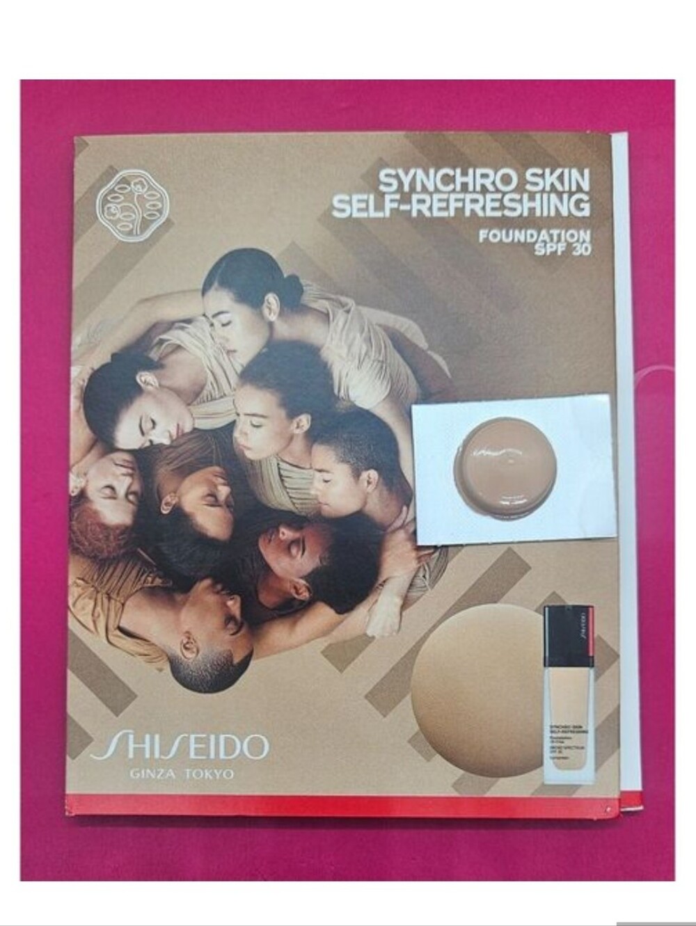 4X SHISEIDO SHYNCHRO FOUNDATION SAMPLE IN 220 LINEN  0.5ml ea.